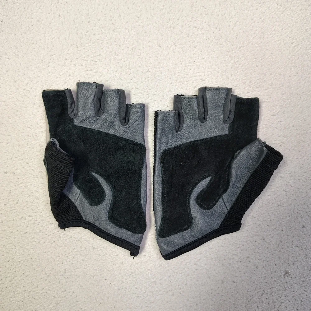 Harbinger Women Weightlifting Gloves Black Gray Leather Padded Gym Training Medi - Picture 2 of 7